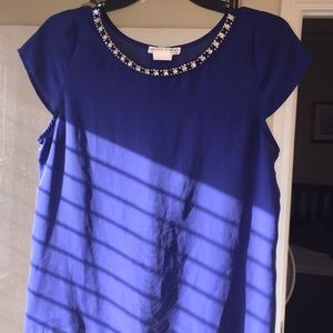 Rhinestone neck blouse